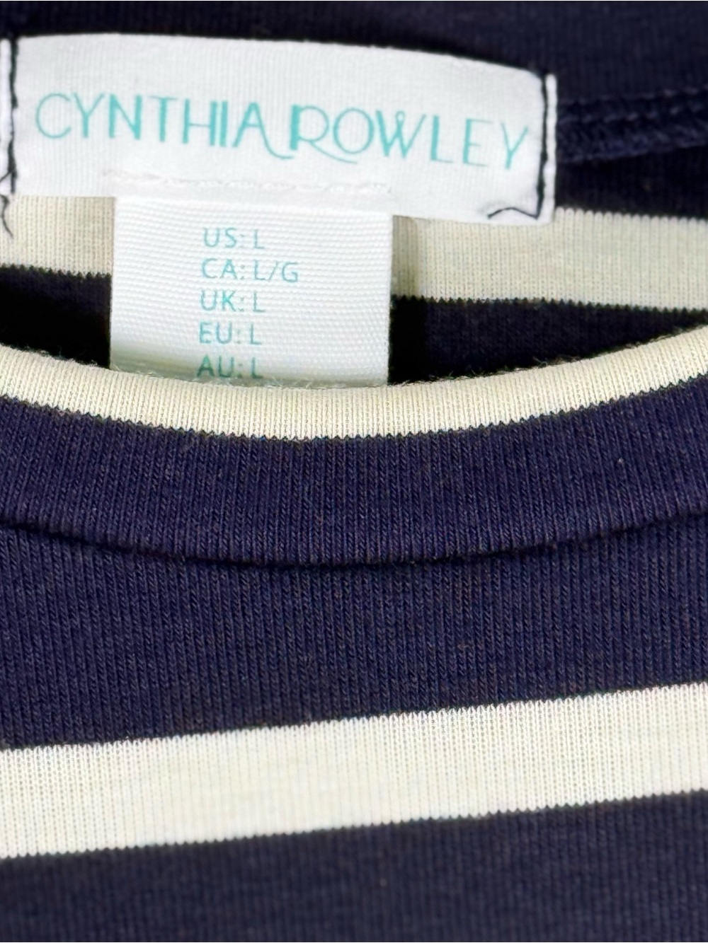 Cynthia Rowley Navy Striped Tie Waist T-Shirt Dress Size Large - Picture 2 of 5